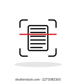 Scanning of document icon in flat style. Document scanning symbol for your web site design, logo, app, UI Vector EPS 10.