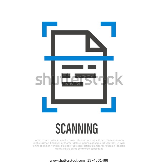 ドキュメントの細線のアイコンのスキャン 印刷装置 ベクターイラスト のベクター画像素材 ロイヤリティフリー