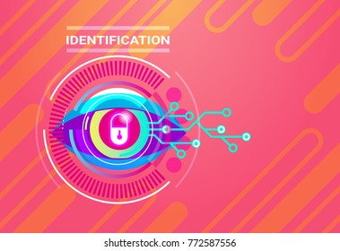 Scanning Of Eye Retina Identification System Protection And Security Technology Concept Vector Illustration