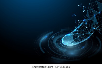 Escaneo de líneas de formulario de huellas digitales, triángulos y diseño de estilo de partículas