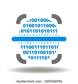 Escaneando el vector de icono de huella dactilar. Símbolo de identificación de seguridad de datos digitales. Signo de acceso ciberseguro.