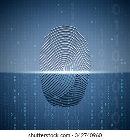 Scanning a fingerprint. Technology background. Stock vector illustration.