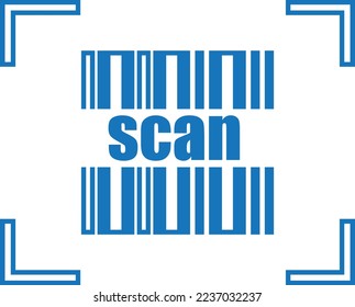 Scanning icon, QR code scan icon blue vector