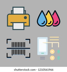 scanning icon set. vector set about diagram id, printing, barcode and printer icons set.