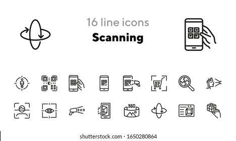 Markensymbol wird gescannt. Barcode, Augenabtastung, Gesichtserkennung. Identifizierungskonzept. Kann für Themen wie Identität, Zugriff, Erkennung verwendet werden