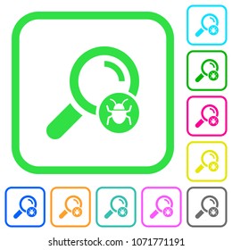 Scanning for malware vivid colored flat icons in curved borders on white background