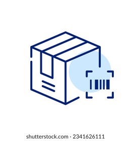 Scanning a parcel to get it delivered. Electronic tracking of shipments using barcodes. Pixel perfect icon