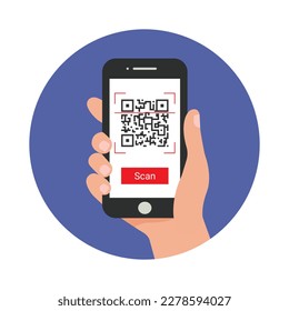 Scanning a QR code. Barcode reader on your phone. Vector illustration.