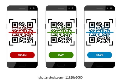 Scanning Qr Code Buttons On Screen Stock Vector (Royalty Free ...