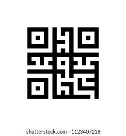 Scanning qr code code. Digital check maze label