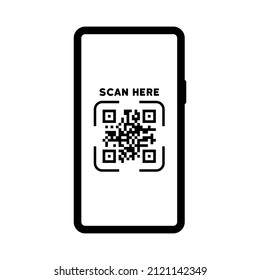 Scanning QR code icon. Online payment. Covid QR code. Online order. Scan here. Vector eps 10.