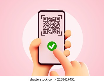 Scanning QR code with mobile smart phone. Qr code payment, E wallet , cashless technology concept. Vector illustration