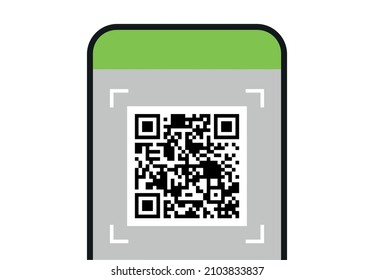 Scanning qr code on smartphone screen and digital technology flat vector illustration.