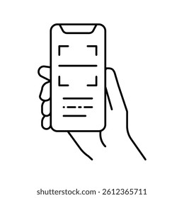 scanning qr code phone app line icon vector. scanning qr code phone app sign. isolated contour symbol black illustration