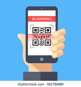 Scanning Qr Code Smartphone Processing Reading Stock Vector (Royalty ...