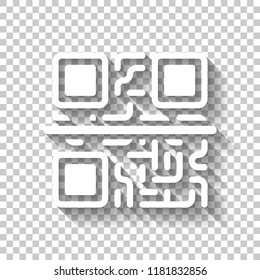 Scanning QR code. Technology icon. White icon with shadow on transparent background