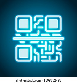 Scanning QR code. Technology icon. Neon style. Light decoration icon. Bright electric symbol