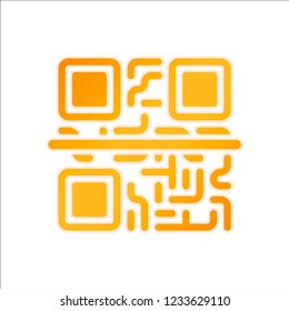 Scanning QR code. Technology icon. Orange sign with low light on white background