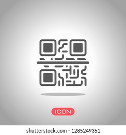 Scanning QR code. Technology icon. Icon under spotlight. Gray background