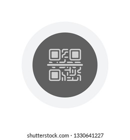 Scanning QR code. Technology icon. Icon in colored circle with gray bold border. Web button, modern flat design