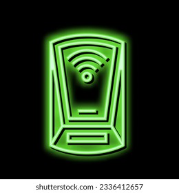 scanning rfid device neon light sign vector. scanning rfid device illustration