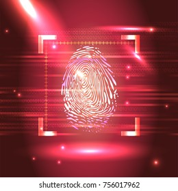 The scanning system of the fingerprint, digital biometric security technology Illustration concepts in vector.