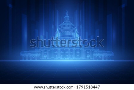 Scanning view of the interface structure City Skyscrapers in blue color.
