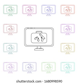 Scannen nach Waffen-Symbol mit mehrfarbigem Stil. Einfache dünne Linie, Vektorillustration von Flughafensymbolen für i und ux, Website oder mobile Anwendungen