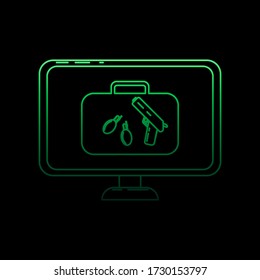exploración de un icono de nolan de armas. Línea delgada simple, contorno vector de iconos del aeropuerto para ui y ux, sitio web o aplicación móvil
