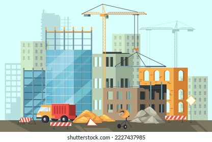 Scape of biulding works or construction, vector