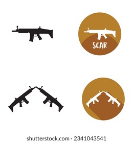 diseño del logotipo de la ilustración del icono de la pistola de cicatriz