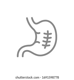 Scar on stomach line icon. Stomach surgery, sleeve gastrectomy, ulcer symbol