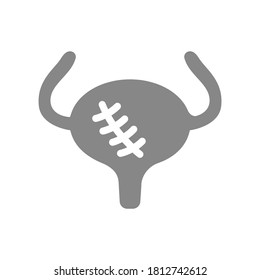 Scar on urinary bladder gray icon. Transurethral resection of the bladder symbol