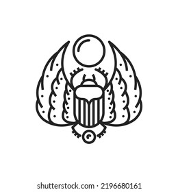 Scarab antiguo símbolo egipcio, símbolo vector de contorno aislado. Escarabaus alocromo, símbolo sagrado de la cultura antigüedades egipcia