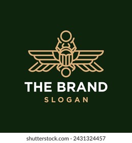 scarab beetle bug line icon logo vector design, modern animal logo pictogram design of ancient mythical animal