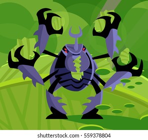 scarab beetle eating plants