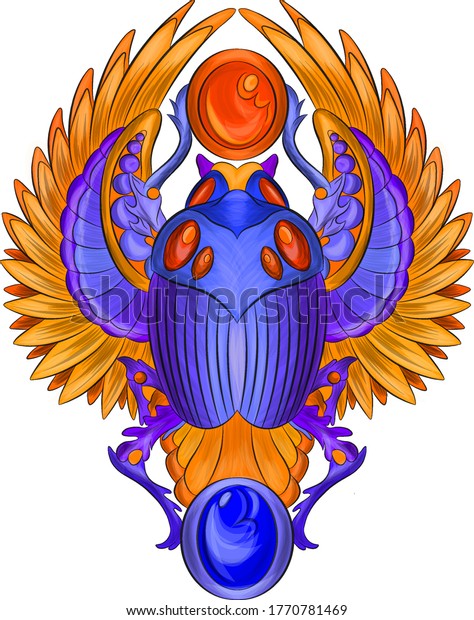 Scarab Beetle Egypt Mythology Golden Purple Stock Vector (Royalty Free ...