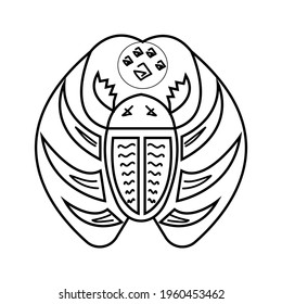scarab beetle egyptian symbol line art black on a white background