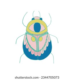 scarab beetle exquisite bright hand-drawn. Fairy beetle. Doodle. Vector illustration.