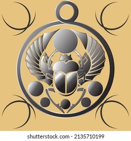 scarab beetle hand drawn in vector with gradients