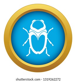 Scarab beetle icon blue vector isolated on white background for any design
