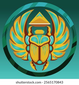 Scarab beetle illustration with Egyptian style 