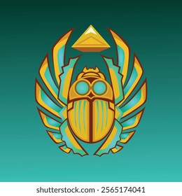 Scarab beetle illustration with Egyptian style