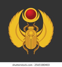 Scarab beetle illustration with Egyptian style