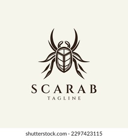 Scarab beetle logo design vector illustration