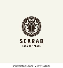 Scarab beetle logo design vector illustration