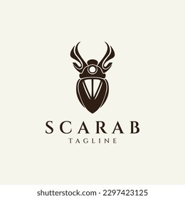 Scarab beetle logo design vector illustration