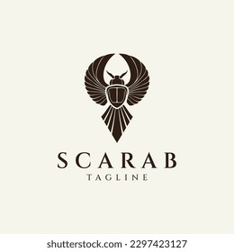 Scarab beetle logo design vector illustration