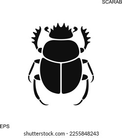 Logo des Skarab-Käfers. Alleinstehender Scharab-Käfer auf weißem Hintergrund