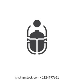 Scarab Beetle and sun vector icon. filled flat sign for mobile concept and web design. Egyptian Scarab simple solid icon. Symbol, logo illustration. Pixel perfect vector graphics